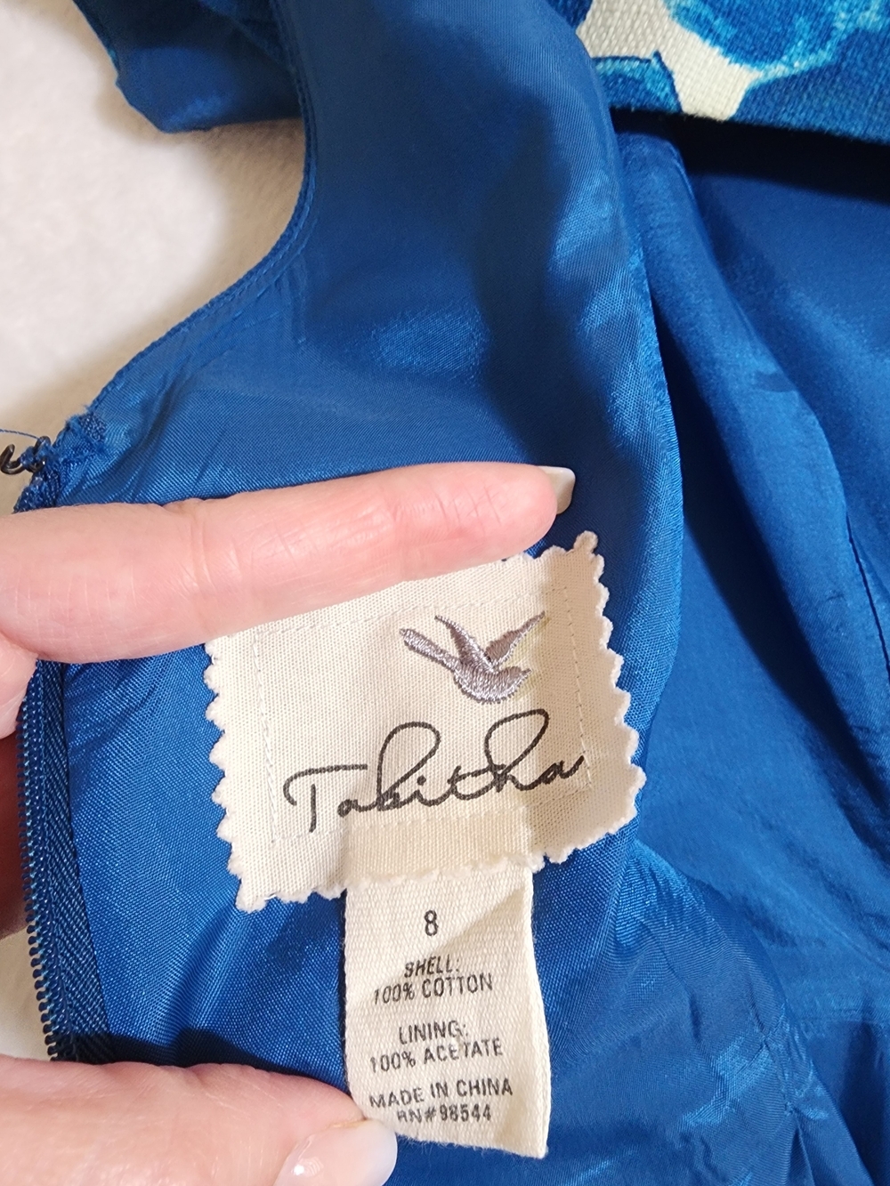 Anthropologie Tabitha Dress Womens 8 Blue Watercolor Gems Sheath Sleeveless Care - Picture 9 of 10